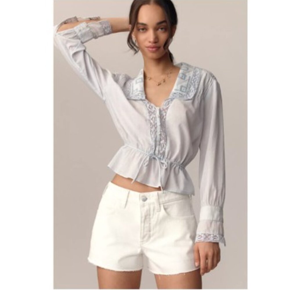Anthropologie The Devon Denim Shorts by Pilcro in Ivory – Size 28 - NWT - Picture 2 of 7